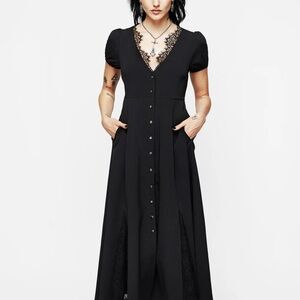 Disturbia Black Button-Up Maxi Dress